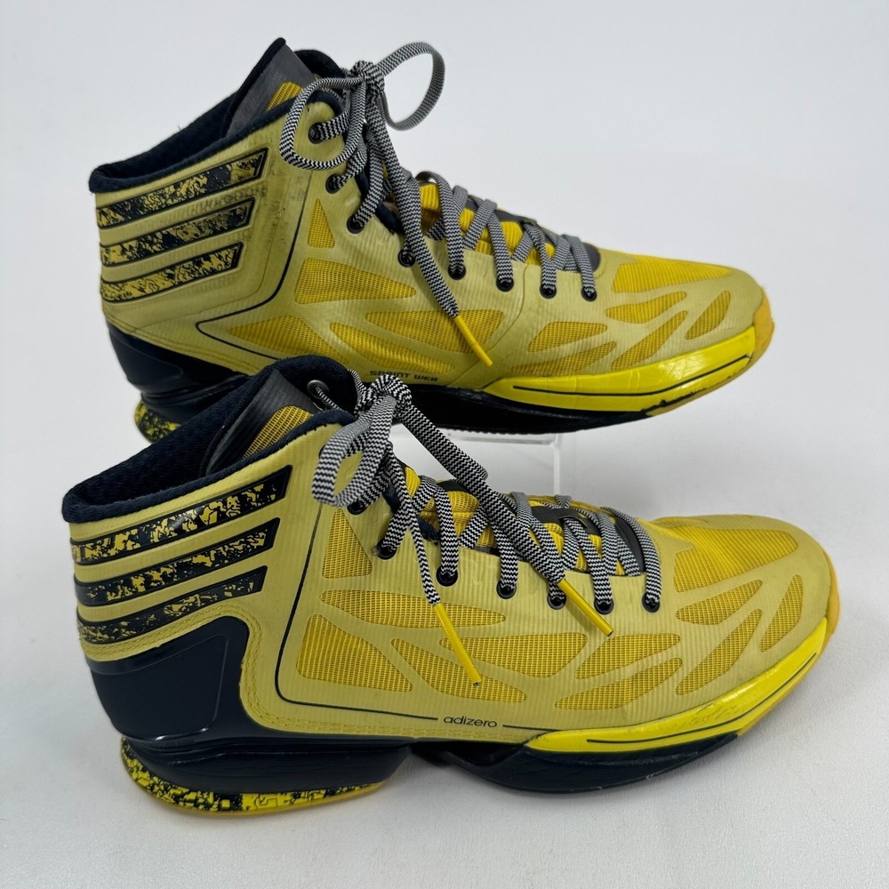 Adidas Basketball Shoes Adizero NBA Crazy Lights MENS Yellow Navy Lace Up 9